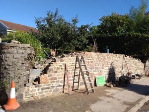 Boundary stone wall rebuild, Long Ashton, Bristol